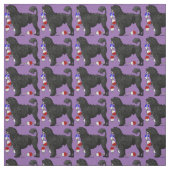 黒いライオン岩糸Pを持つポルトガル水犬 ファブリック (見本)