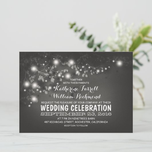 黒いライト及び白い結婚式の招待の一連 招待状 (スタンド正面)