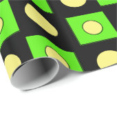 黒いライムグリーンと黄色の抽象芸術シェイプ ラッピングペーパー (ロールコーナー)