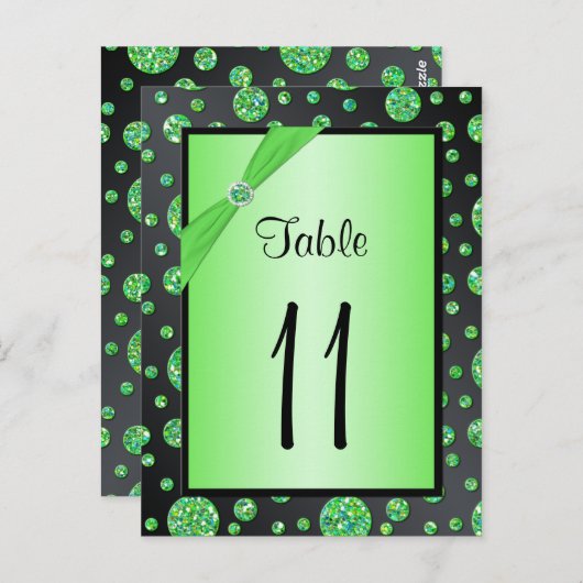 黒いライム水玉模様テーブル番号はがき ポストカード (正面/裏面)