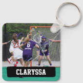 黒いラクロスの棒とボールのブロック キーホルダー (裏面)