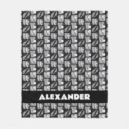 黒いラクロスの棒とボールのブロック フリースブランケット