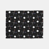 黒いラクロスパターン フリースブランケット (正面(横))