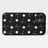 黒いラクロスパターン Case-Mate iPhoneケース (裏面(横))