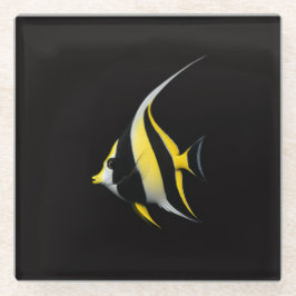 黒いラグジュアリーガラスコースター、モーリッシュアイドル魚 ガラスコースター