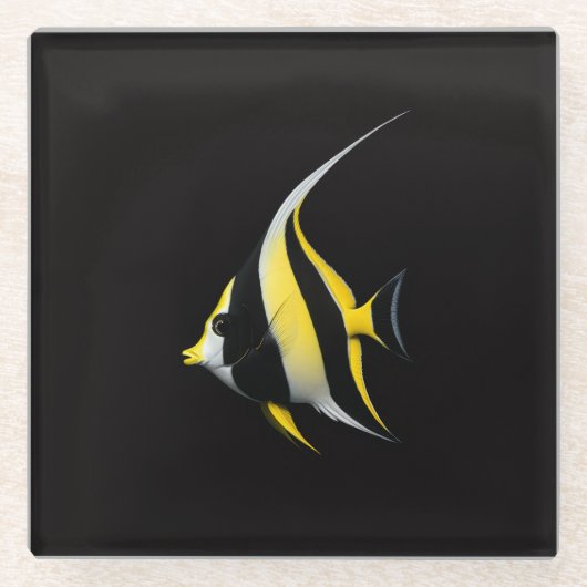 黒いラグジュアリーガラスコースター、モーリッシュアイドル魚 ガラスコースター (正面)