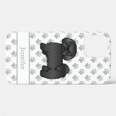 黒いラサ・アプソのかわいいキャラクタードッグと名前 Case-Mate iPhoneケース (裏面 (横))