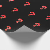 黒いラッピングに赤い疑問符紙 ラッピングペーパー (角)