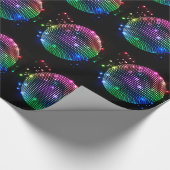 黒いラッピングペーパーのカラフルなディスコの球 ラッピングペーパー (角)