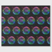 黒いラッピングペーパーのカラフルなディスコの球 ラッピングペーパー (フラット)