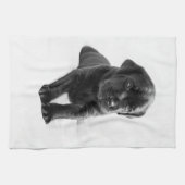 黒いラブラドル犬の子犬 キッチンタオル (横)