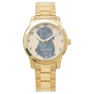 黒いラブラドル犬の生きたポートレート写真 腕時計