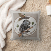 黒いラブラドル・レトリーバー犬のキジの狩り クッション (ブランケット)