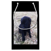 黒いラブラドル・レトリーバー犬の子犬 スモールペーパーバッグ (裏面)