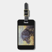 黒いラブラドル・レトリーバー犬の荷物のラベルか財布のラベル ラゲッジタグ (正面縦)