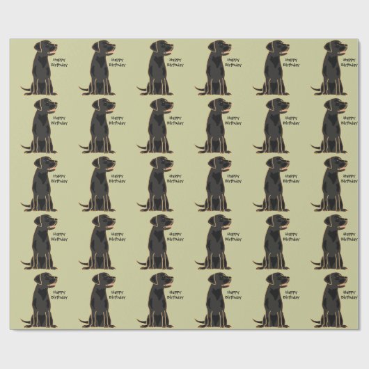 黒いラブラドル・レトリーバー犬の誕生日プレゼントの覆い ラッピングペーパー (フラット)