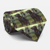 黒いラブラドル・レトリーバー犬の首のタイ ネクタイ (ロール)