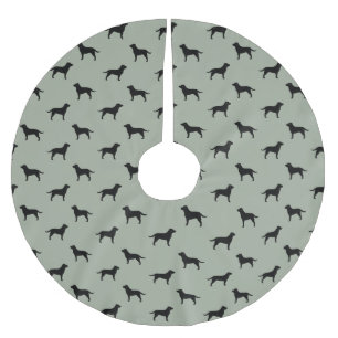 黒いラブラドル・レトリーバー犬はパターンのシルエットを描きます ブラッシュドポリエステルツリースカート