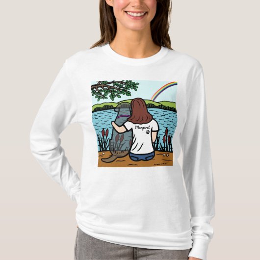 黒いラブラドールおよびお母さんの虹橋ワイシャツ Tシャツ (正面)