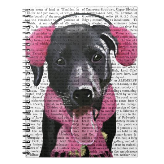 黒いラブラドールとイヤーマフ ノートブック (正面)