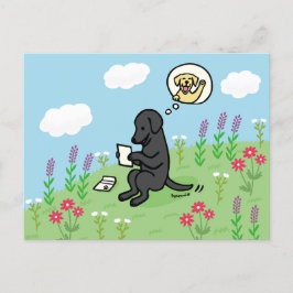 黒いラブラドールと友人からの手紙 ポストカード