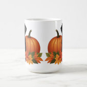 黒いラブラドールと紅葉とカボチャ コーヒーマグカップ (中央)