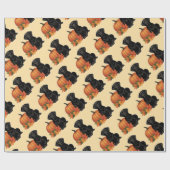 黒いラブラドールと紅葉とカボチャ ラッピングペーパー (フラット)