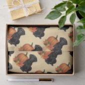 黒いラブラドールと紅葉とカボチャ 薄葉紙 (ギフト)