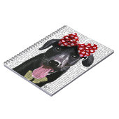 黒いラブラドールと頭に赤い弓 ノートブック (左側)