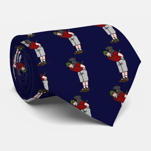 黒いラブラドールのお父さん ネクタイ (ロール)