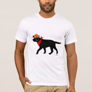 黒いラブラドールのカウボーイの漫画 Tシャツ