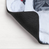 黒いラブラドールのクリスマスのサンタの帽子の絵画 マウスパッド (コーナー)