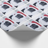 黒いラブラドールのクリスマスのサンタの帽子の絵画 ラッピングペーパー (コーナー)