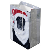 黒いラブラドールのサンタの帽子のギフトバッグ ミディアムペーパーバッグ (裏面アングル)