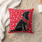 黒いラブラドールのタータンチェックのスカーフ2 クッション (ブランケット)