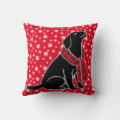 黒いラブラドールのタータンチェックのスカーフ2 クッション (裏面)