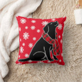 黒いラブラドールのタータンチェックのスカーフ2 クッション (ブランケット)