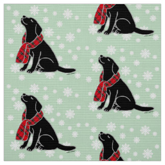黒いラブラドールのタータンチェックのスカーフ2 ファブリック