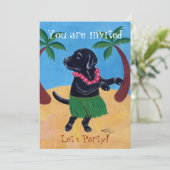 黒いラブラドールのバースデーパーティ招待状 招待状 (スタンド正面)