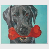 黒いラブラドールのポートレートのギフト用包装紙 ラッピングペーパー (フラット)