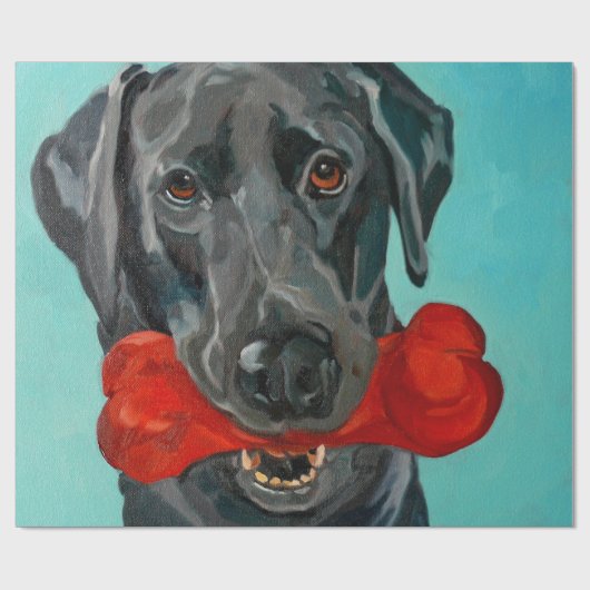 黒いラブラドールのポートレートのギフト用包装紙 ラッピングペーパー (フラット)