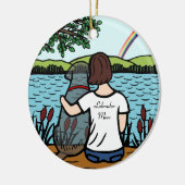 黒いラブラドールの天使およびお母さん1 セラミックオーナメント (左)