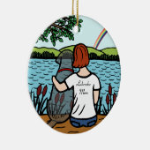 黒いラブラドールの天使およびお母さん2 セラミックオーナメント (右)