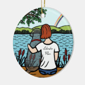 黒いラブラドールの天使およびお母さん2 セラミックオーナメント (左)