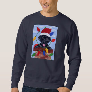 黒いラブラドールの子犬のクリスマス スウェットシャツ