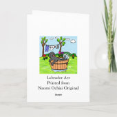 黒いラブラドールの子犬のプールの漫画 カード (裏面)