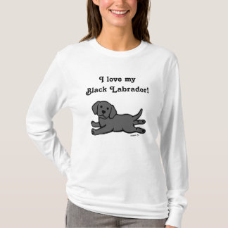 黒いラブラドールの子犬の漫画 Tシャツ