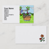 黒いラブラドールの子犬プールの漫画 名刺 (正面/裏面)