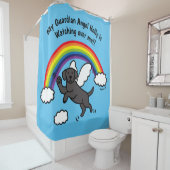 黒いラブラドールの守り神(虹橋) シャワーカーテン (インサイチュ)