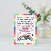 黒いラブラドールの小走りに走る記念の郵便はがき ポストカード (スタンド正面)